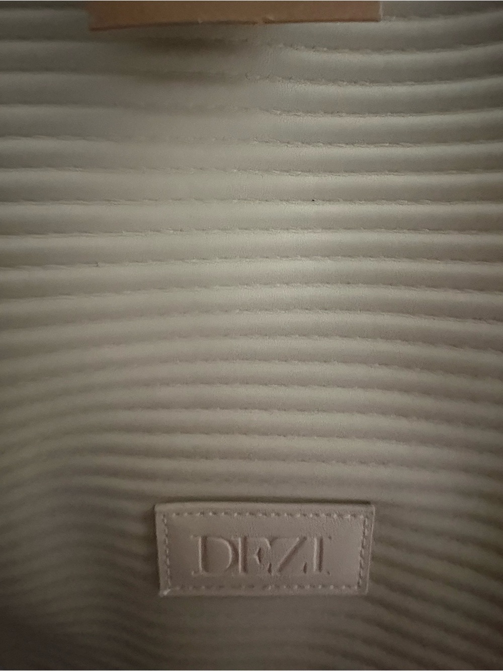 DEZI Cream Cosmetic Pouch with Subtle Ribbed Interior